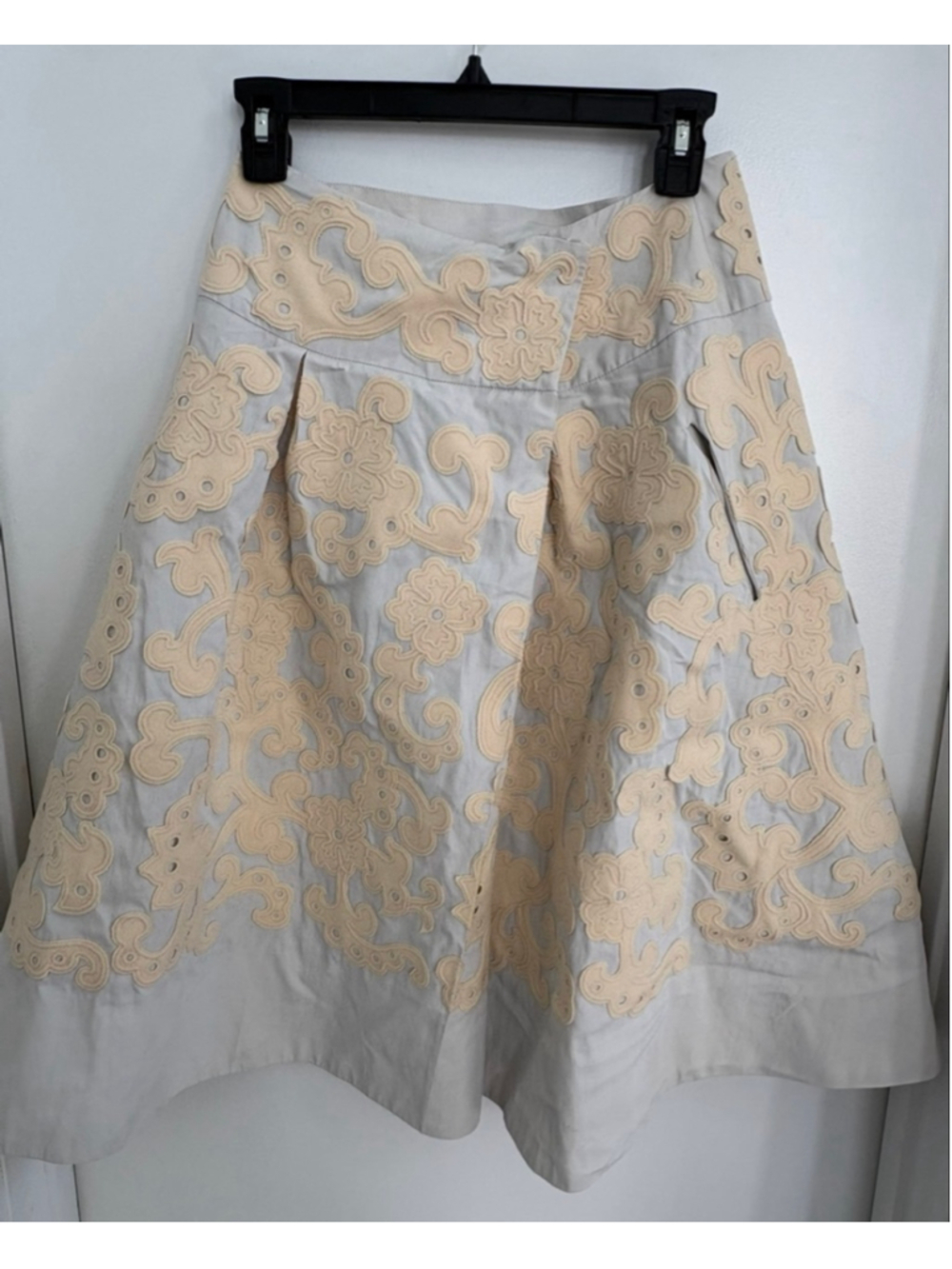 Chloé Light Blue & Beige Embroidered A-Line Skirt